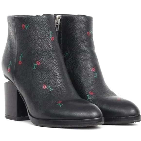 ALEXANDER WANG Gabi Red Rose w Black Leather Silver Cutout Heel Ankle Boot Sz 38 - Picture 14 of 14